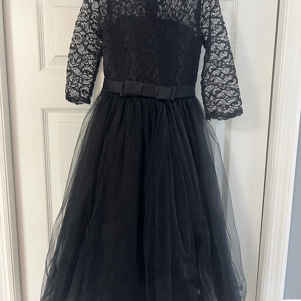 Elegant Black Lace Kids Dress